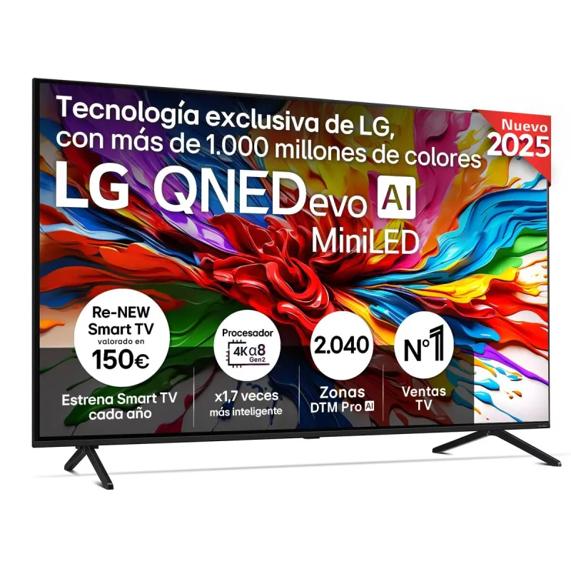 Viedais TV LG 85QNED92A6A.AEUQ 3840 x 2160 px UHD 4K HDR10 AMD FreeSync Hybrid Log-Gamma (HLG) Dolby Vision QNED